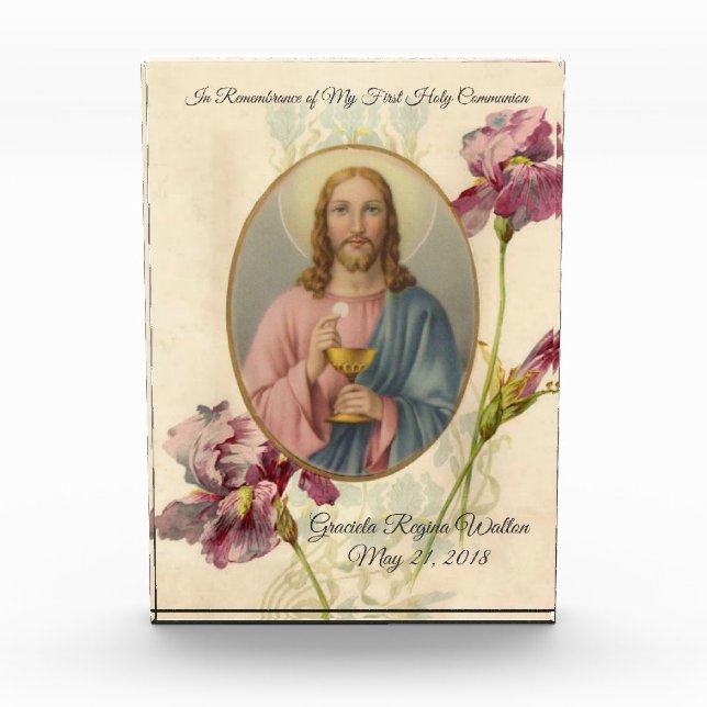 First Holy Communion Jesus Host Chalice Photo Block (Front)