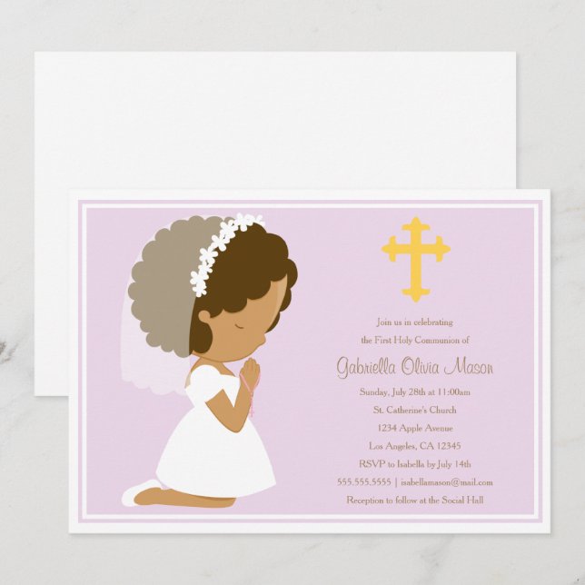 First Holy Communion - Lavender | Invitation (Front/Back)
