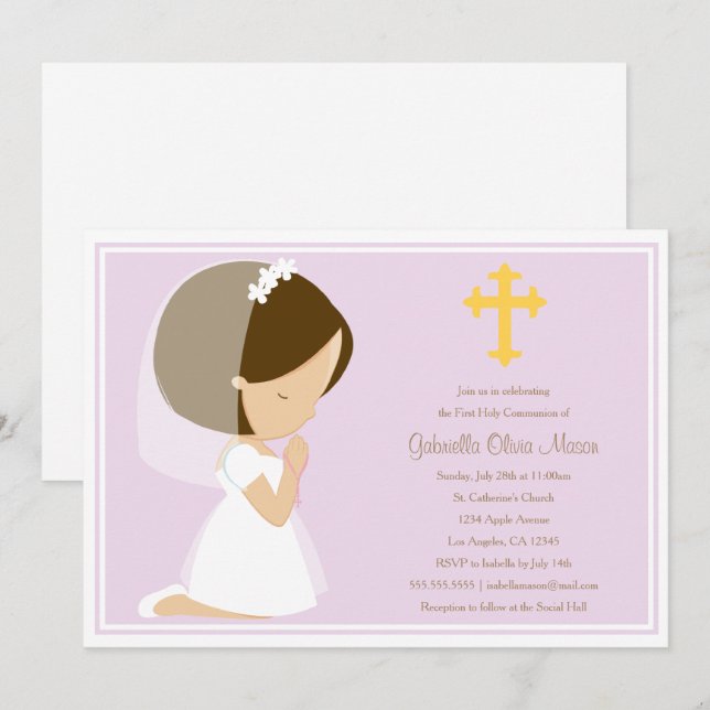 First Holy Communion - Lavender | Invitation (Front/Back)
