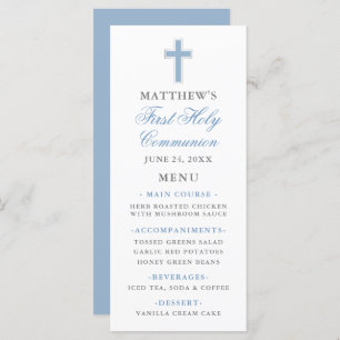 First Holy Communion Light Blue and Silver Menu