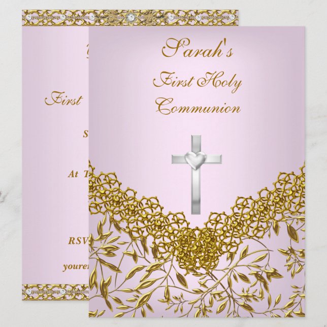 First Holy Communion Party Invitation Girls (Front/Back)