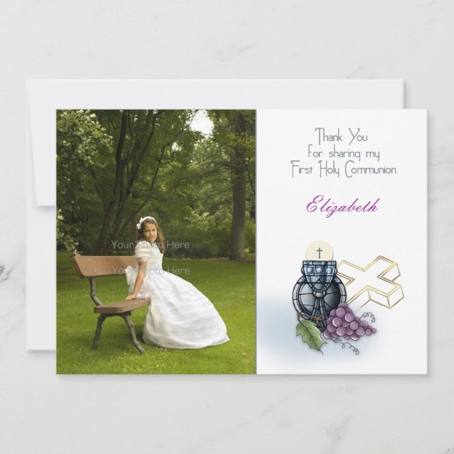 First Holy Communion Photo Thank You Card (Front)