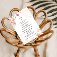 First holy communion pink watercolor splash  invit