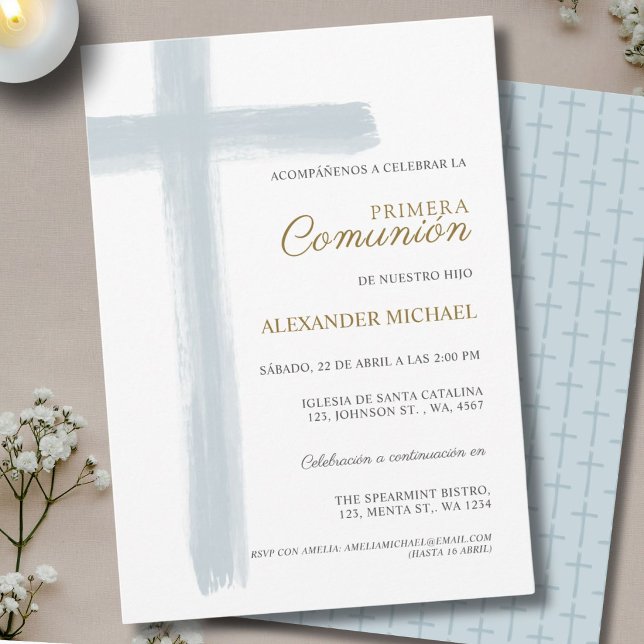 First Holy Communion Primera Comunion Spanish Boy Invitation (Creator Uploaded)