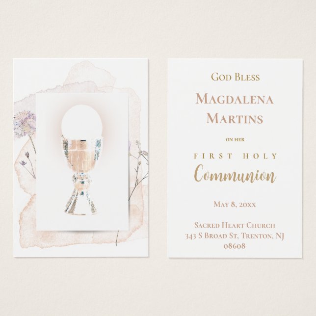 First Holy Communion remembrance card (Front & Back)