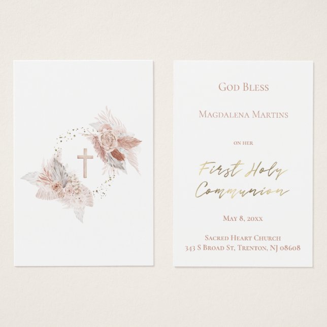 First Holy Communion  remembrance card (Front & Back)
