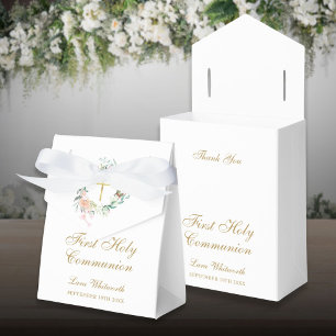 First Holy Communion Roses Floral Garland Favour Box