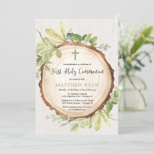 First Holy Communion spanish language rustic boy Invitation
