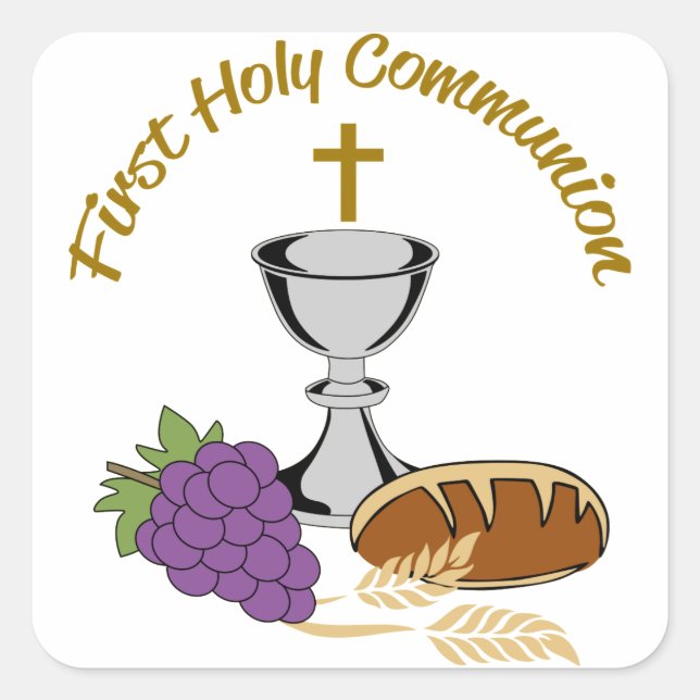 First Holy Communion Square Sticker (Front)