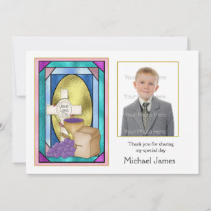 First Holy Communion Symbols Photo Card