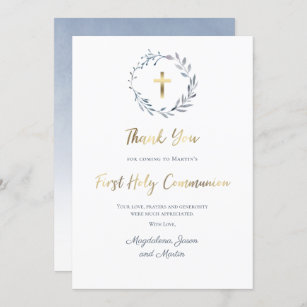 First Holy Communion thank you Card