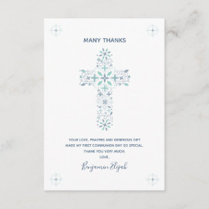 First Holy Communion Thank You Card - Custom Note