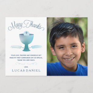 First Holy Communion Thank You Card - Photo, Boy