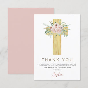First Holy Communion Thank You Dusty Pink Card