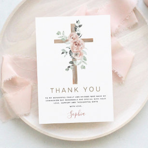 First Holy Communion Thank You Dusty Pink Rose