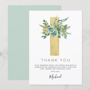 First Holy Communion Thank You Eucalyptus Invitation