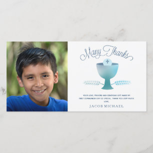 First Holy Communion Thank You Photo Card - Boy's