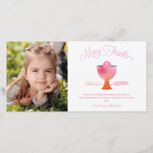 First Holy Communion Thank You Photo Card - Girl