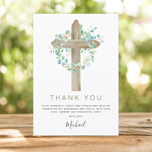 First Holy Communion Thank You Sage Eucalyptus Inv Card