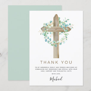 First Holy Communion Thank You Sage Eucalyptus Inv Invitation