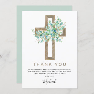 First Holy Communion Thank You Sage Eucalyptus Invitation