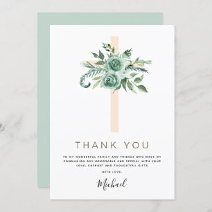 First Holy Communion Thank You Sage Eucalyptus Invitation
