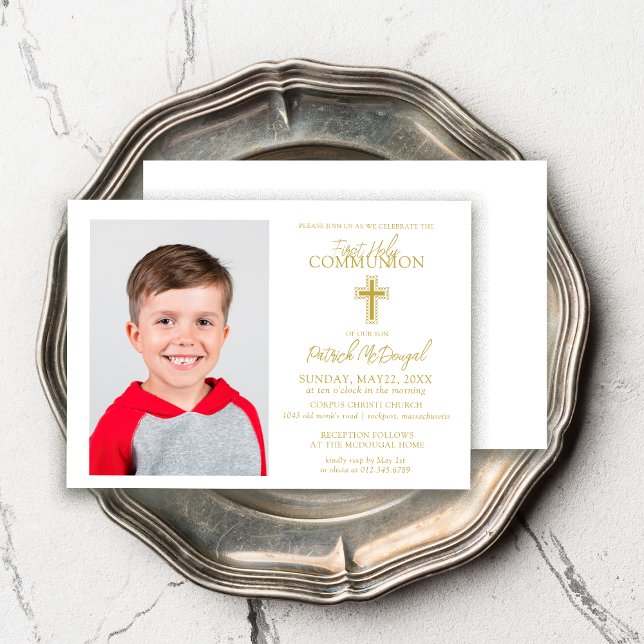 First Holy Communion Traditional Photo Boy Invitation (Creator Uploaded)