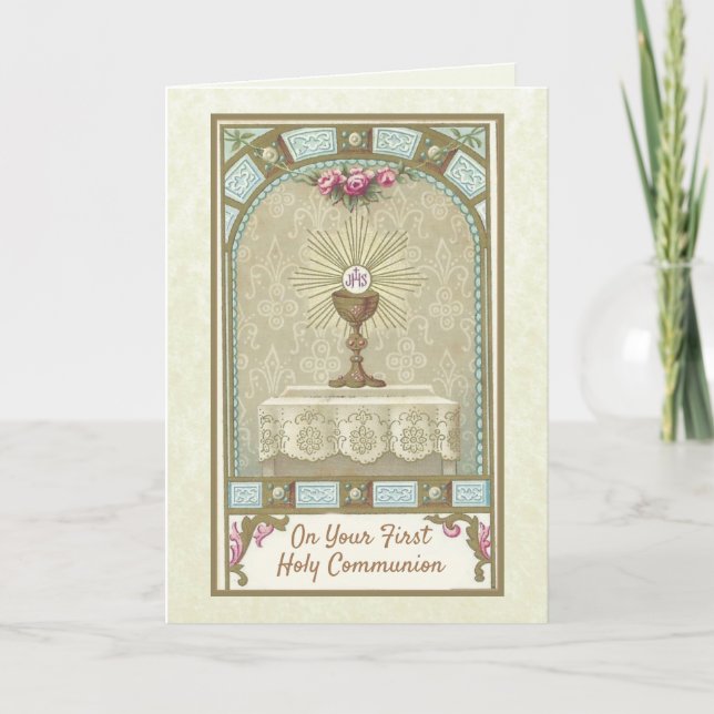 First Holy Communion Vintage Eucharist Altar Card (Front)