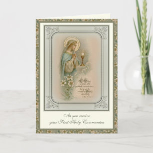 First Holy Communion Virgin Mary Eucharist Card