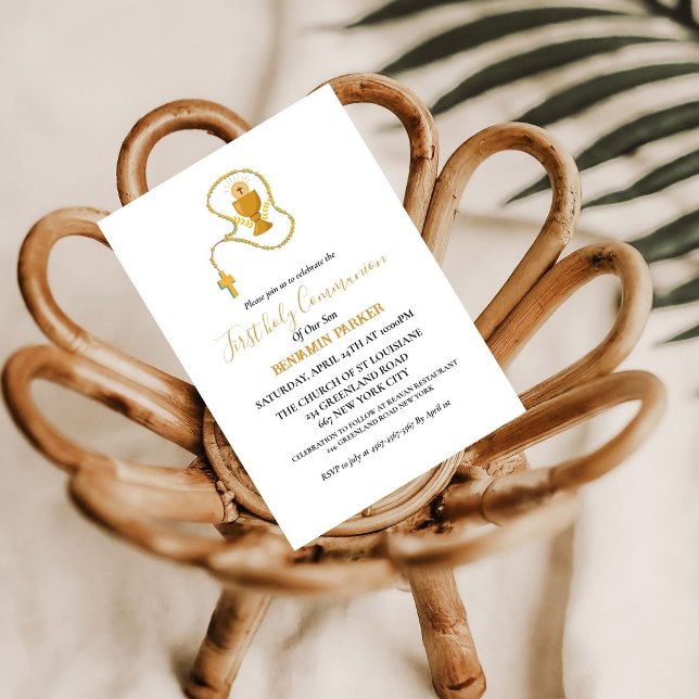 First holy communion  watercolor blue floral invitation (Creator Uploaded)