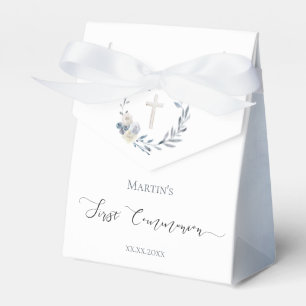 First Holy Communion watercolor floral wreath Favour Box