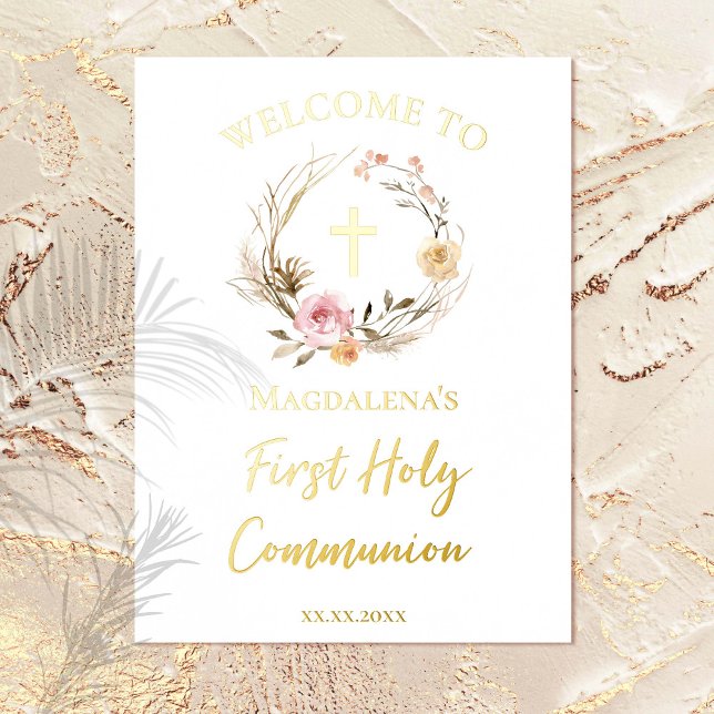 First Holy Communion Welcome sign Foil Print (Creator Uploaded)