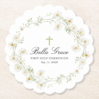 First Holy Communion White Daisy Floral Custom