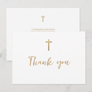First Holy Communion White Gold Cross Thank You Card