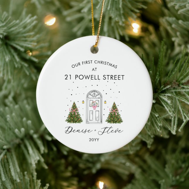 First Home Address Christmas Keepsake Ceramic Tree Decoration (Tree)