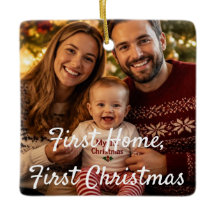 First Home First Christmas Family Photo Crimson