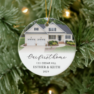 First Home House Address Housewarming Ceramic Tree Decoration