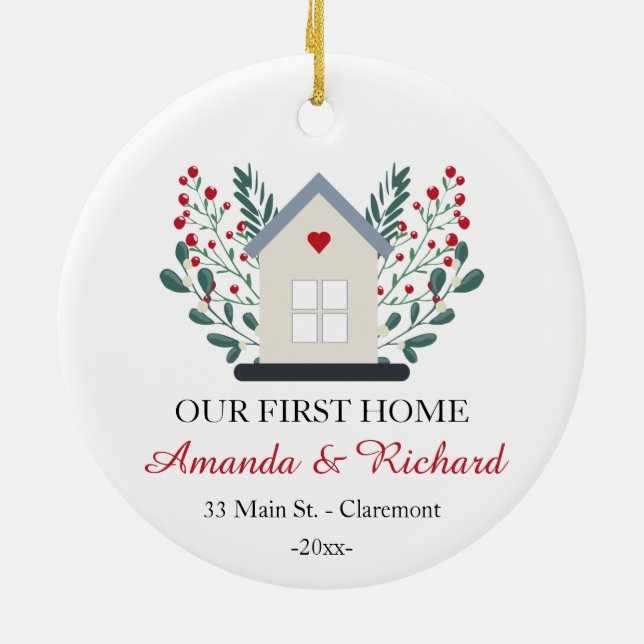 First Home personalised keepsake Christmas Ceramic Tree Decoration (Back)