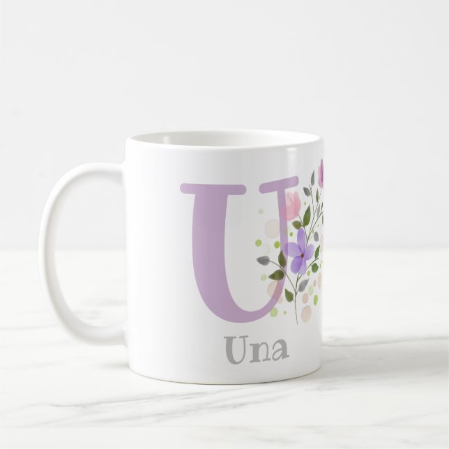 First Initial Plus first Name with Flowers Coffee Mug (Left)