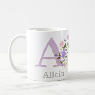 First Initial Plus Name Abigail with Flowers Coffee Mug