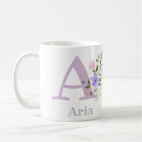 First Initial Plus Name Aria with Flowers