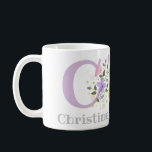 First Initial Plus Name Christine with Flowers Coffee Mug<br><div class="desc">Design features Monogram & Name with Flowers either side in a water colour pastel style. Initial is the letter C</div>