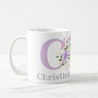 First Initial Plus Name Christine with Flowers