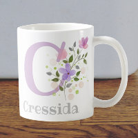 First Initial Plus Name Cressida with Flowers