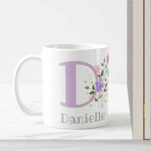 First Initial Plus Name Danielle with Flowers Coffee Mug