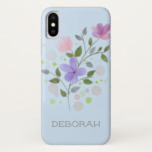 First Initial Plus Name Deborah with Flowers iPhone X Case