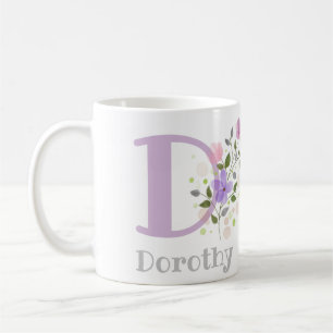 First Initial Plus Name Dorothy with Flowers Coffee Mug