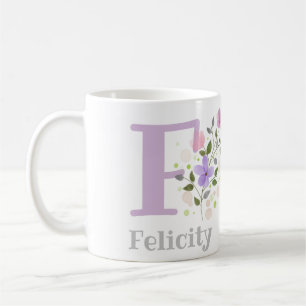 First Initial Plus Name Felicity with Flowers Coffee Mug