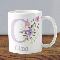 First Initial Plus Name Gina with Flowers