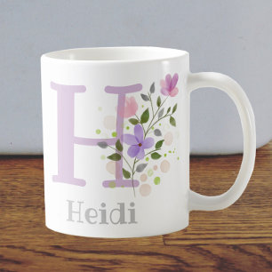 First Initial Plus Name Heidi with Flowers Coffee Mug